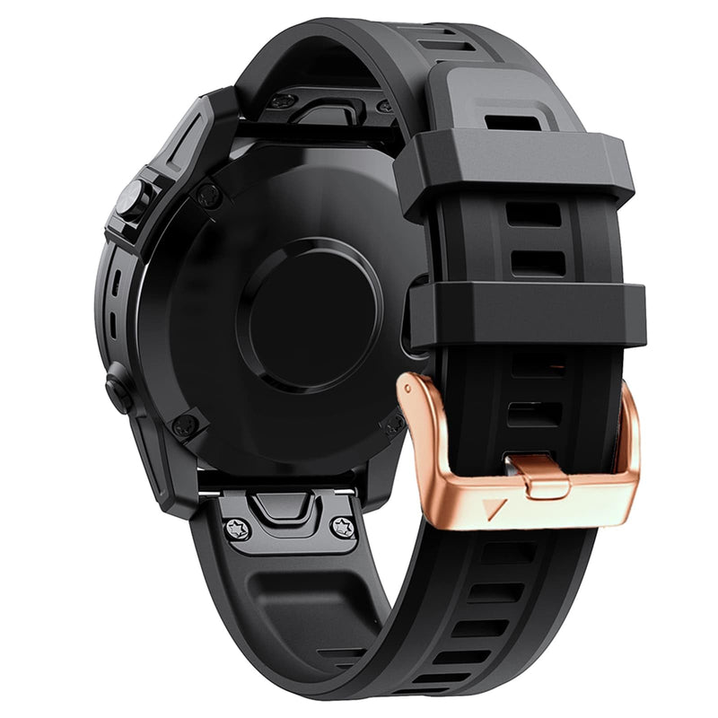 20mm Watch Band for Garmin fenix 5s 6s 7s, Quickfit 20 Bands Rose Gold Silicone BLACK and Limed Spruce Bundle