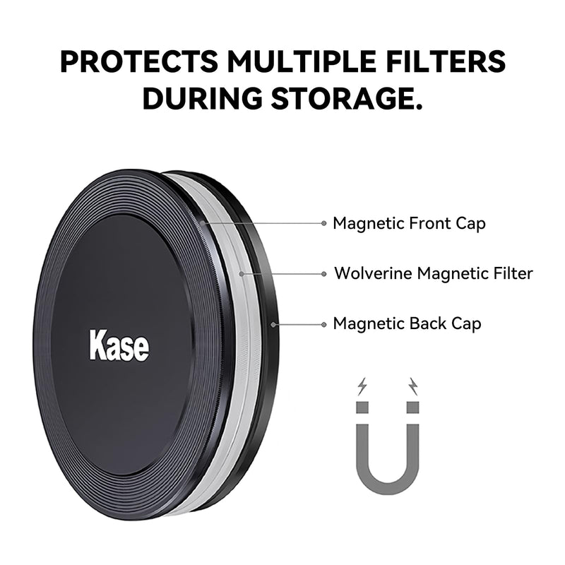 [AUSTRALIA] - Kase 72mm Magnetic Lens Cap, CNC Aluminum & Optical Glass Center Press-on Cover, 1s Install，Fits for Canon Nikon Sony Fuji DSLR Mirrorless 