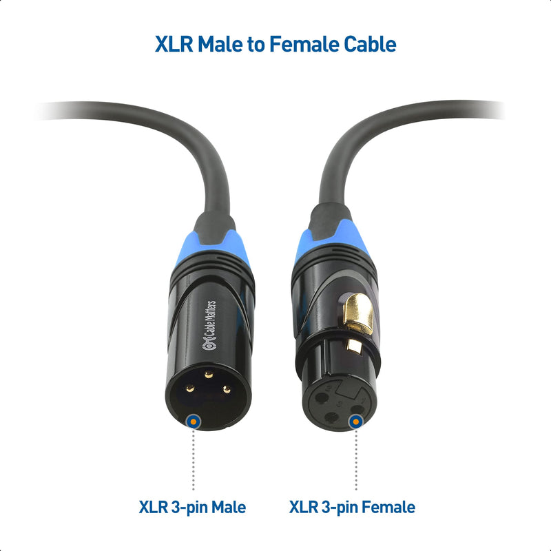 Cable Matters 3-Pack Color-Coded Premium Shielded XLR Cables - 6ft, Oxygen-Free Copper (OFC) XLR Microphone Cable Male to Female, Black 6 Feet