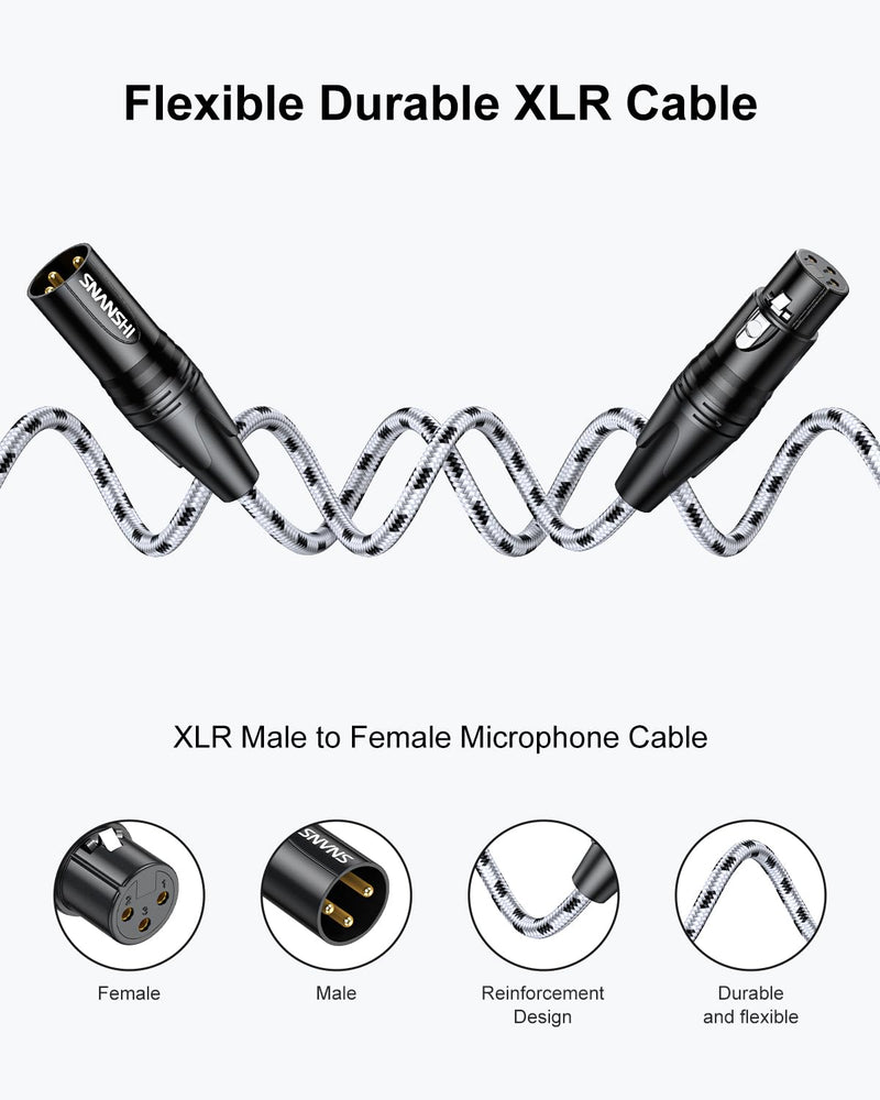 SNANSHI 2Pack XLR Cables 6.6FT, XLR Microphone Cable, Nylon Braided, Gold-Plated, Balanced XLR Male to Female Microphone Cable for Recording, Speaker, PA System, Home Studio