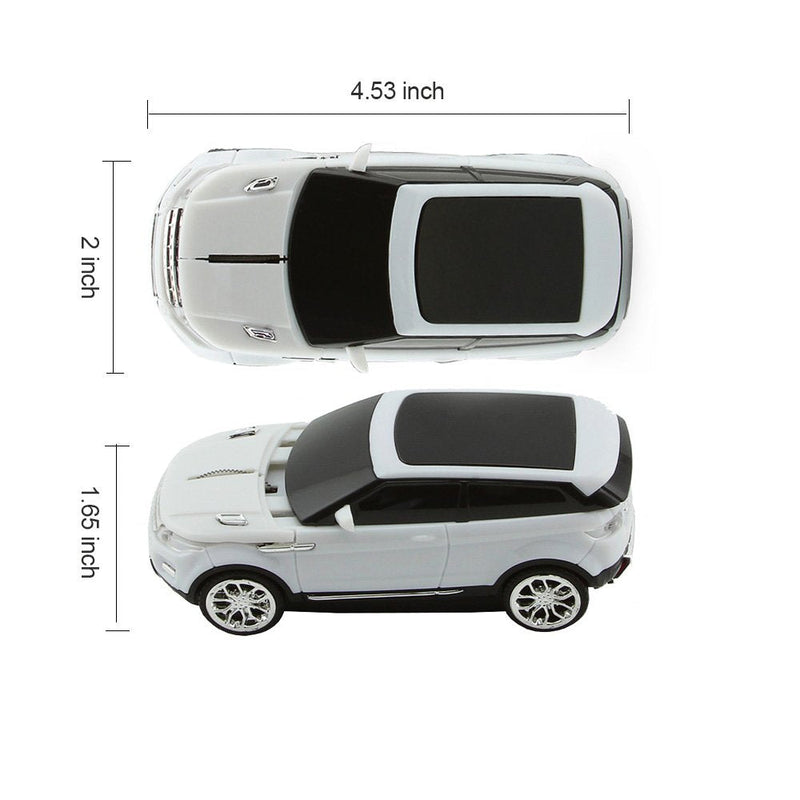 3C Light Car Mouse Wireless 2.4GHz Cool Sport SUV Car Shape Mouse Optical Mice 1600 DPI with USB Receiver Suitable for PC/Computer/Laptop (White)