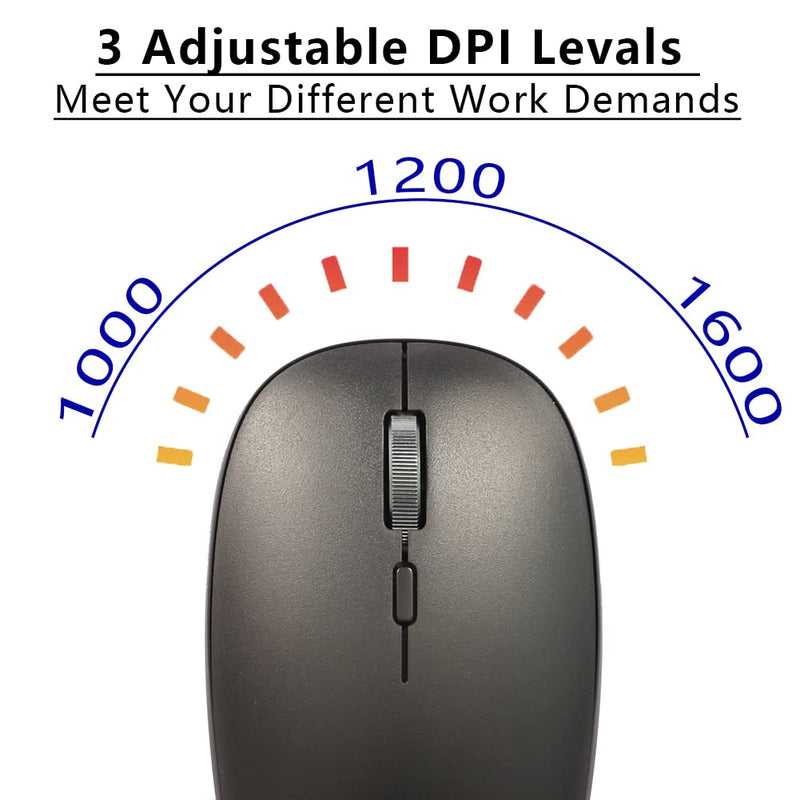 Wireless Mouse for Laptop, ACOZYKITTEN 2.4G Noiseless Portable Mouse with USB Receiver, Ergonomics Cordless Computer Optical Silent Mice for Windows PC, Tablet, Laptop, Mac - Black B1-Black