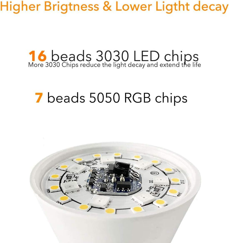 iLC LED Light Bulb Replaces 85W, 1000 Lumen, RGB Light Bulb With Remote Control, Colour Change, Warm White (2700 Kelvin), Edison E27 1 Stück (1er Pack)
