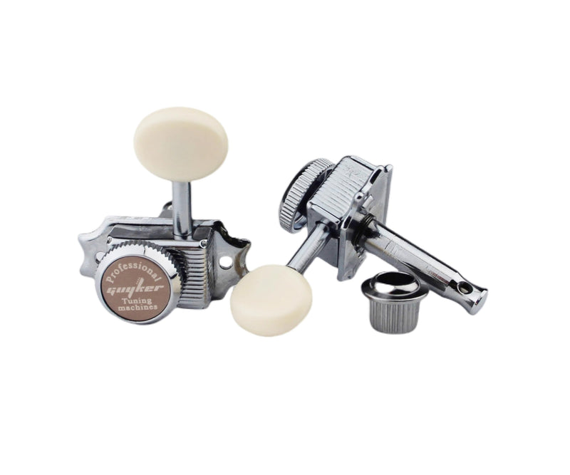 [AUSTRALIA] - Guyker Guitar Locking Tuners (3L + 3R Handed) – Vintage Deluxe Lock String Tuning Key Pegs Machine Heads Replacement Parts – Chrome, Cream Handle 