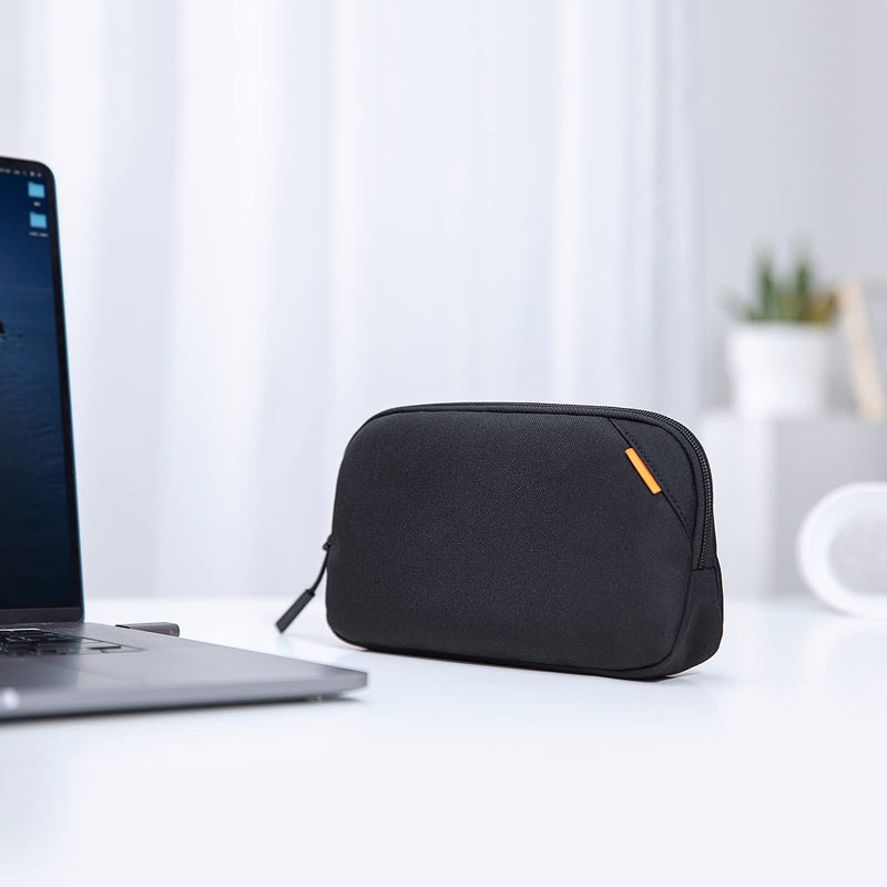 tomtoc Recycled Portable Storage Pouch Bag Case Accessories Organizer Compatible with MacBook Laptop Charger, Mouse, Cables, Hub, Power Adapter, Power Bank, Toiletries, Cosmetics, Personal Items Black