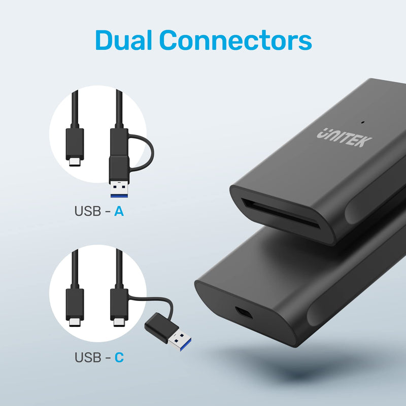 CFast Card Reader, Unitek USB 3.0 USB C CFast 2.0 Card Reader, Portable Aluminum CFast Memory Card Adapter Thunderbolt 3 Port Connection Supported, Compatible for SanDisk, Lexar, Transcend, Sony Card Black