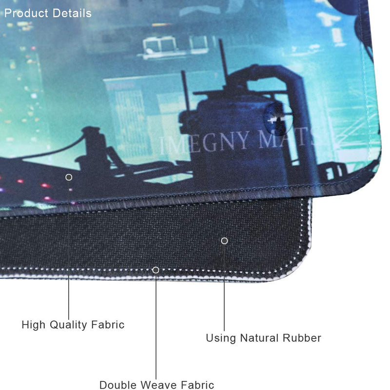 Imegny Extended Gaming Mouse Pad, Portable Mat for Keyboard & Mouse with Stitched Edges + Non-Slip Rubber Base （90x40 Green city005） 90x40 Green City005