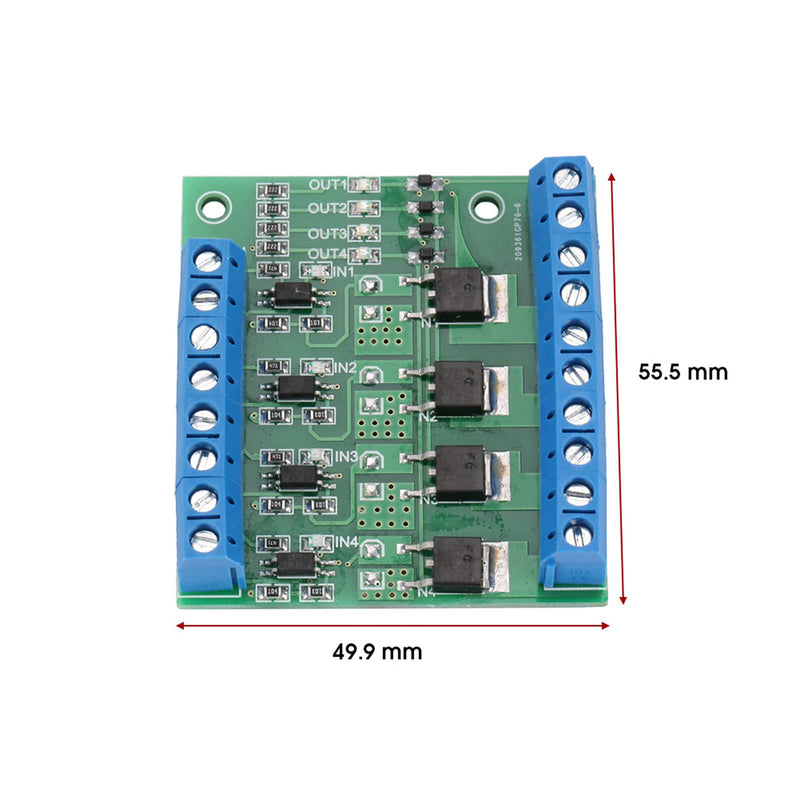 PWM 4 Channel PLC Amplifier Mosfet Module Mosfet PCB MOSFET Amplifier PCB Module Driver 3-20V to 3.7-27VDC 10A