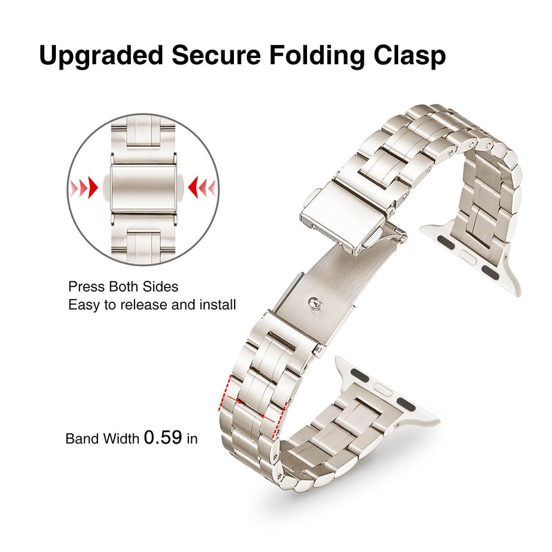 Bundle of the Starlight and Silver Gold Metal Apple Watch Replacement Band