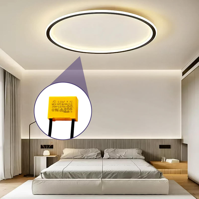 [AUSTRALIA] - Pack of 10 LED suppression capacitors, 0.33µF, 275 V, X2 radial safety capacitors, suppressor capacitor, effective solution against flashing and glow of LED lamps, for household appliances and radio 