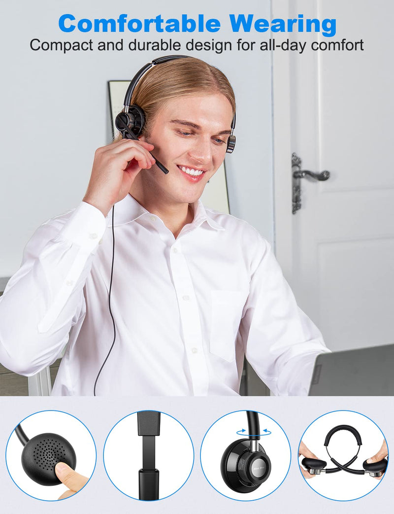 [AUSTRALIA] - New Bee USB Headset with Microphone for PC, Computer Headset with in-line Mute Volume Control Wired Headset for Laptop, Skype, Zoom, Call Center, Meetings, Webinar, Home 