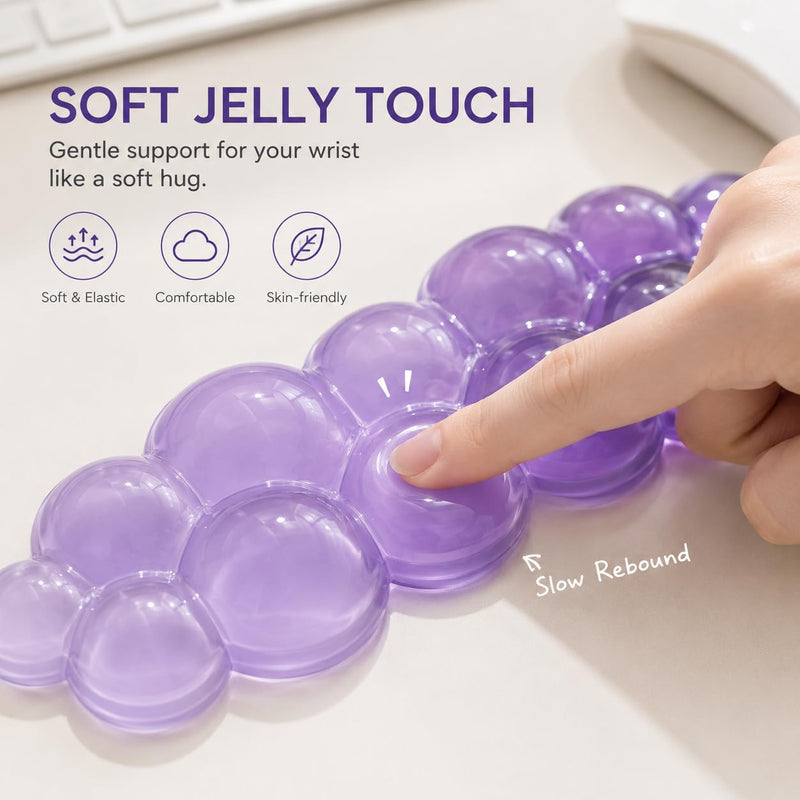 Cute Purple Cloud Wrist Rest for Women, Cooling Gel Support, Non-Slip Pad | Made for typing, coding, and creating, this cooling gel wrist support adds ergonomic comfort to office, home, and study