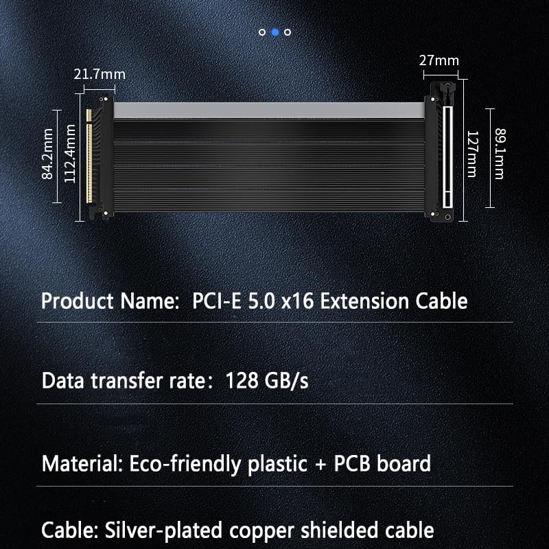 PCIe 5.0 X16 Riser Cable Graphics Card Extension Cable, Vertical Mount GPU Riser Cable for PC Case, Support PCI Express 5.0/4.0/3.0, High-Speed Shielded Flex Ribbon (20CM,Right angle-90 degrees) Right angle-90 degrees 20CM