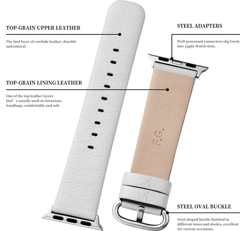 Fullmosa Compatible Leather Apple Watch Band 38mm 40mm 41mm White & Compatible No Tool Metal Apple Watch Band 41mm 40mm 38mm,Rose Gold