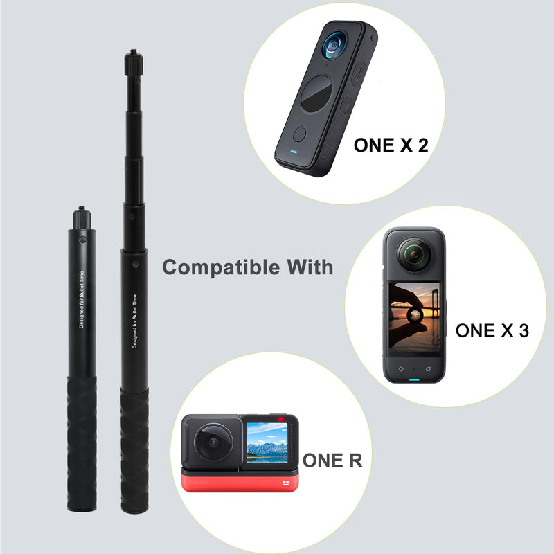 Invisible Selfie Stick 1/4 Inch Screw Compatible with Insta360 ONE X3 ONE X2 ONE R, ONE, GO 2 and many more