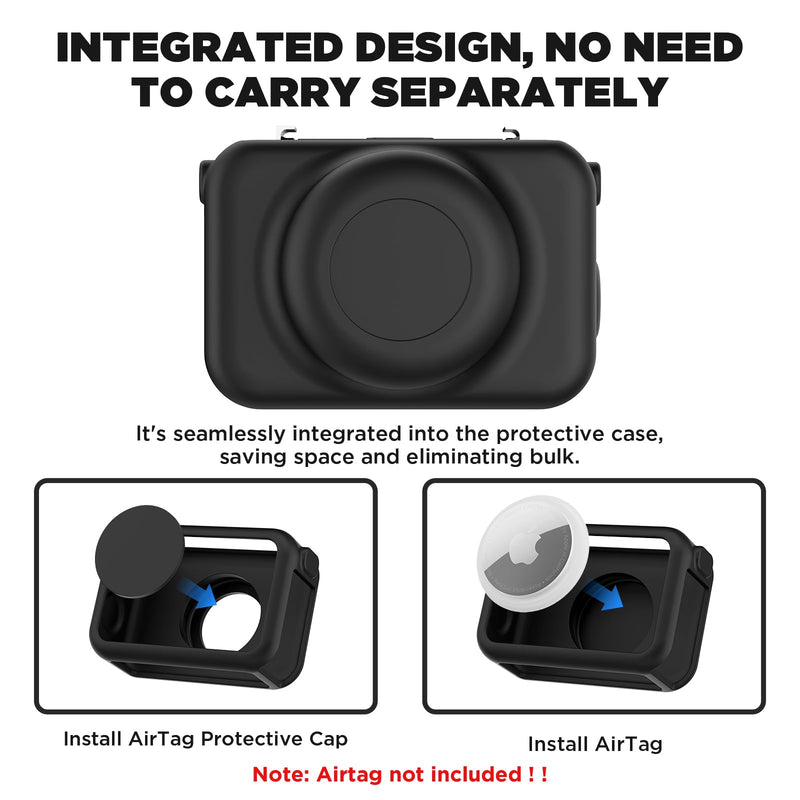 Case for DJI Osmo Nano, Silicone Osmo Nano Case Compatible with Airtag, Soft Non-Slip Anti-Scratch Shock-Absorbent Anti-Drop Wear-Proof and Washable with Lens Cap (Black) Black