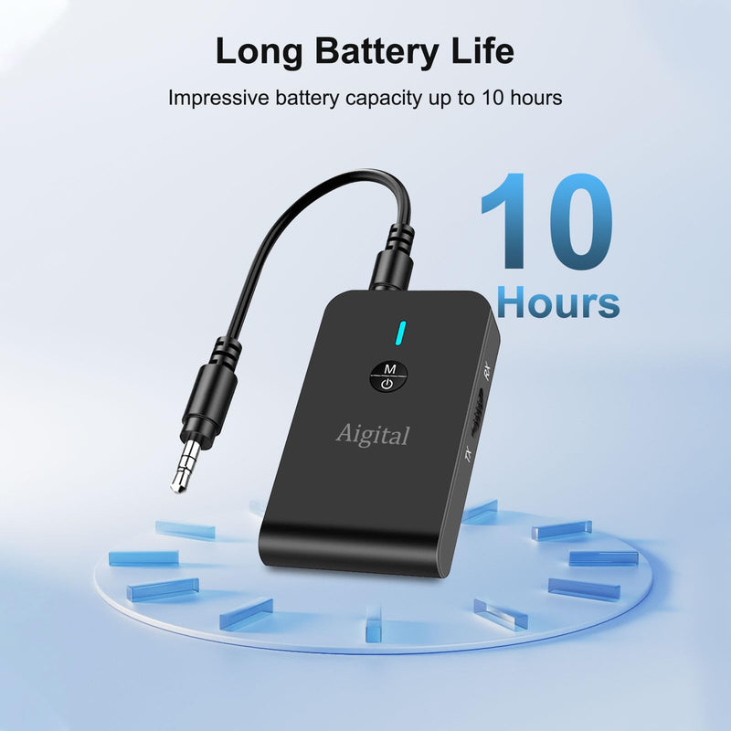 [AUSTRALIA] - Bluetooth Transmitter for TV PC, 2 in 1 Bluetooth Audio Adapter Music Receiver (3.5mm Jack Cable, Low Latency,Built-in Microphone) Wireless Transmitter for Home Stereo/Car/Airplane/Boat/Gym/MP3/MP4 