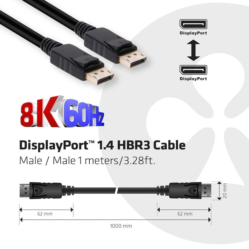 Club 3D CAC-2067 VESA Certified DisplayPort to DisplayPort 1.4/Hbr3 M/M Cable DP 1.4 8K 60Hz 1m - 3,28ft (Pack of 4) 1m - 3.28ft (Pack of 4)