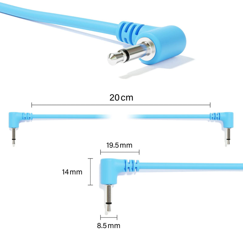 Right Angle Mono Modular Patch Cables TS 3.5mm 1/8 inch Eurorack Synthesizer [6A-Pack | 30 cm - 11.81"] 30 cm - 11.81" 6A-Pack
