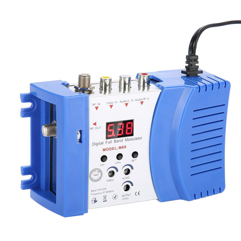 Digital RF Modulator for TV, AV-RF AV-TV Converter VHF UHF 110-240V Digital Modulator RF Modulator (US Plug) US plug