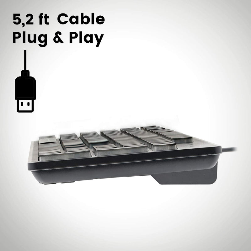 Perixx PERIBOARD-317 Wired Backlit USB Keyboard, Big Print Letter with White Illuminated LED, US English Layout Black