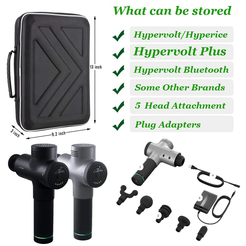 Case for Hypervolt /Hypervolt Plus/Hypervolt Bluetooth with 5 Attachment Slots, Hard Shell Portable Storage Bag for Vibration Massage Device, Shockproof Dustproof Travel Carrying Storage Bag Black M