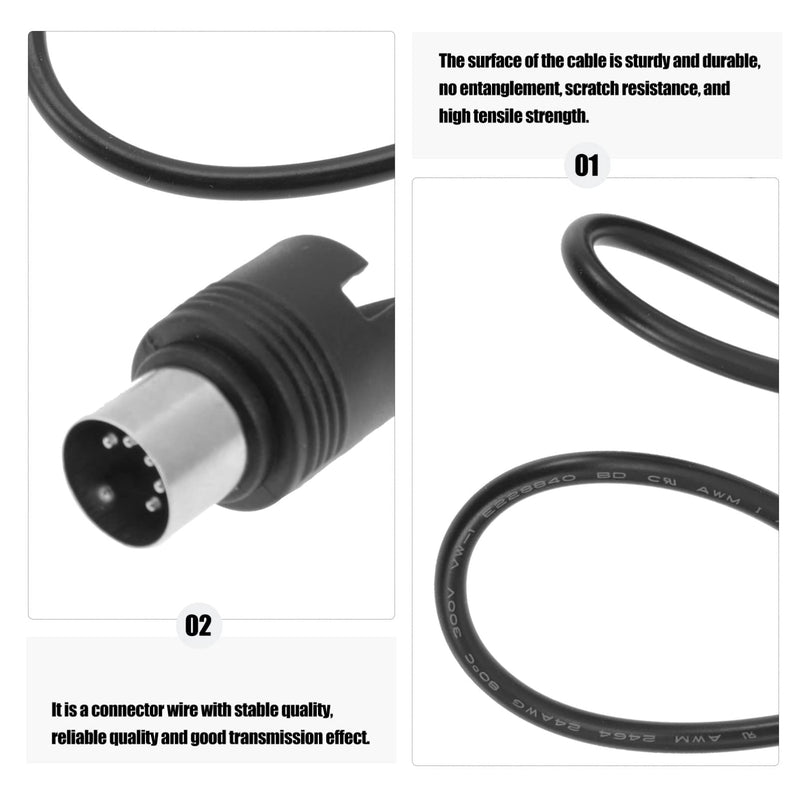 Mikinona Sound Card Transmission Accessories Professional Instrument Cable midi Cable Adapter Instrument MIDI Cables 3ft 5 pin din midi Cable Right Angle bass Cable Accessories Plastic 100x3.2cm Black