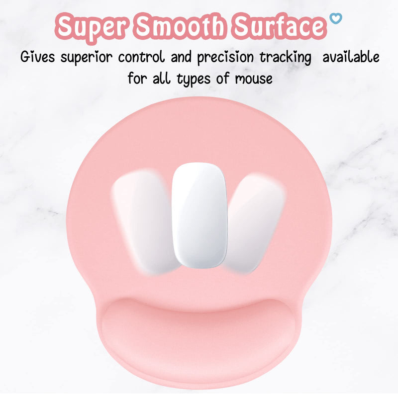 Hsurbtra Ergonomic Mouse Pad with Wrist Rest Support, Gel Mouse Pads with Non-Slip PU Base, Pain Relief Memory Foam Mousepad for Laptop PC, Cute Office Supplies Desk Decro Accessories Pink Large
