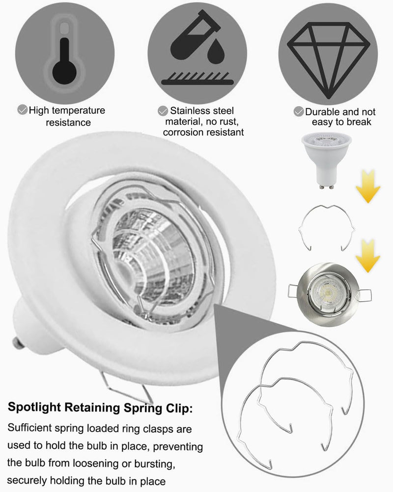 [AUSTRALIA] - MOPZIJA Pack of 30 Snap Ring for GU10 MR16 Diameter Downlight Retaining Spring Rings Clips LED Halogen Lamp Holder 50 mm, Clamping Ring, Lamp Retaining Spring Clip, Snap Ring for Shaft 