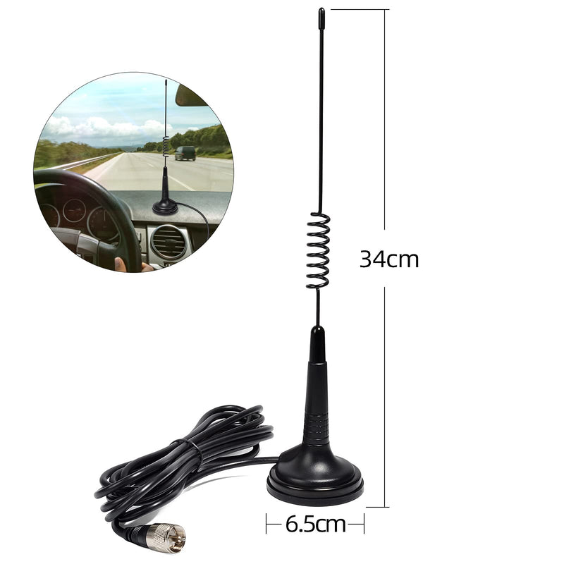 GMRS Magnetic Mount Antenna, 462-467Mhz UHF Mobile Antenna with Magnet Base and 4meter RG58 Cable for Baofeng Midland Motorola Icom Retevis Transceiver