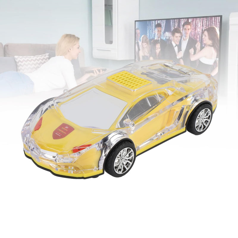 Retro Car Bluetooth Speaker with LED Lights, 52MMx2 Stereo Sound, USB C Charging, Replica Design, and Real Moving Wheels, Ideal Gift for Car Lovers, Yellow