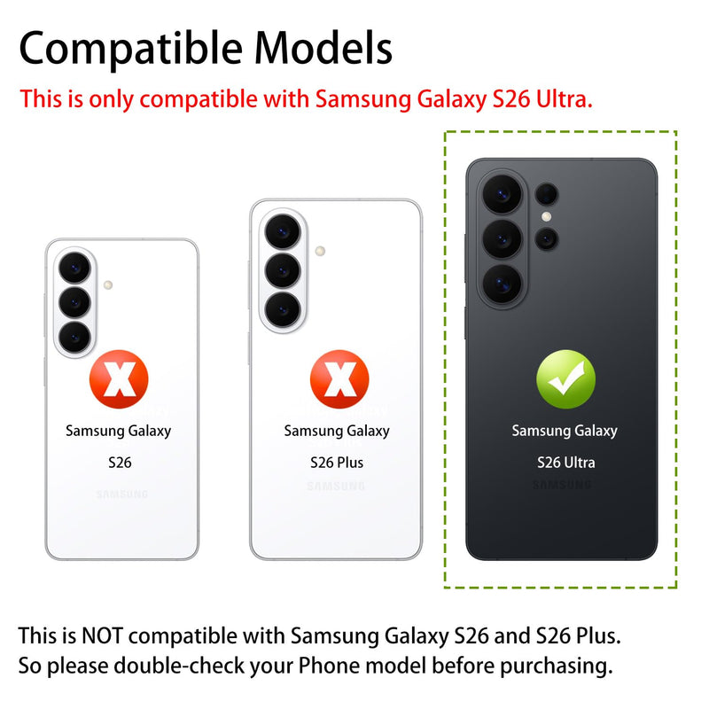 Rear Back Glass Replacement Compatible with Samsung Galaxy S26 Ultra 6.9-Inches with Repair Tool Kit (Black) Black