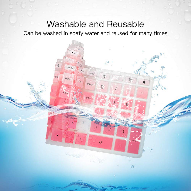 Keyboard Skin Cover for HP Pavilion 27 All in One PC 27-xa0014/27 Xa0055Ng/0370Nd/0076Hk/0010Na, HP Pavilion 24-inch 24-xa0020 Xa0002A Xa0032 xa0013w, HP Pavilion All in One Accessories, Ombre Pink