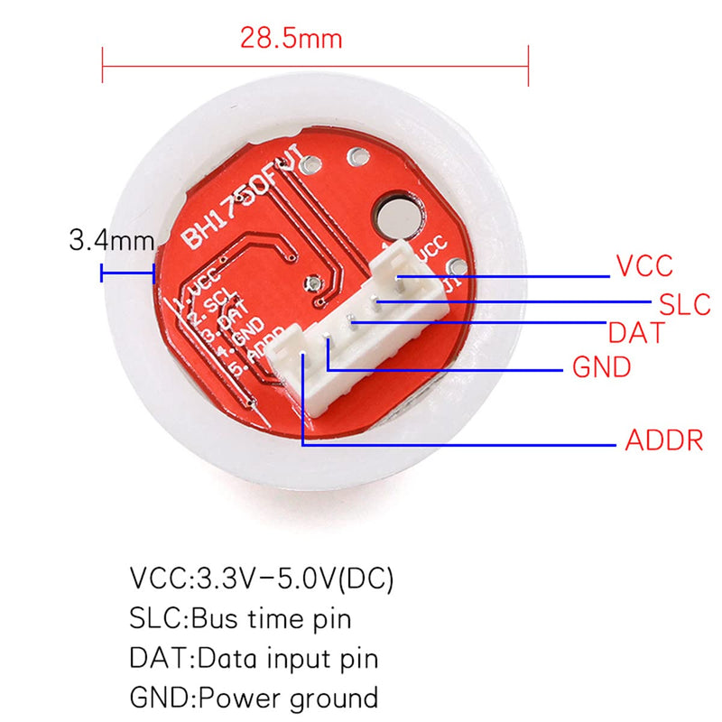 Hailege BH1750 BH1750FVI Digital Light Intensity Sensor Module Light Illumination Sensor Light Intensity Ball for Arduino DC 5V Pack of 2