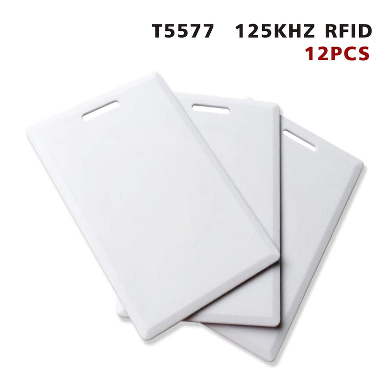 12 PCS T5577 Thick Smart Cards, Contactless 125khz RFID Rewritable Proximity Clamshell Weigand Prox Card, Compatible with 1386 1326 H10301 Format Readers and Keyless Entry Access Control Systems 12 PCS