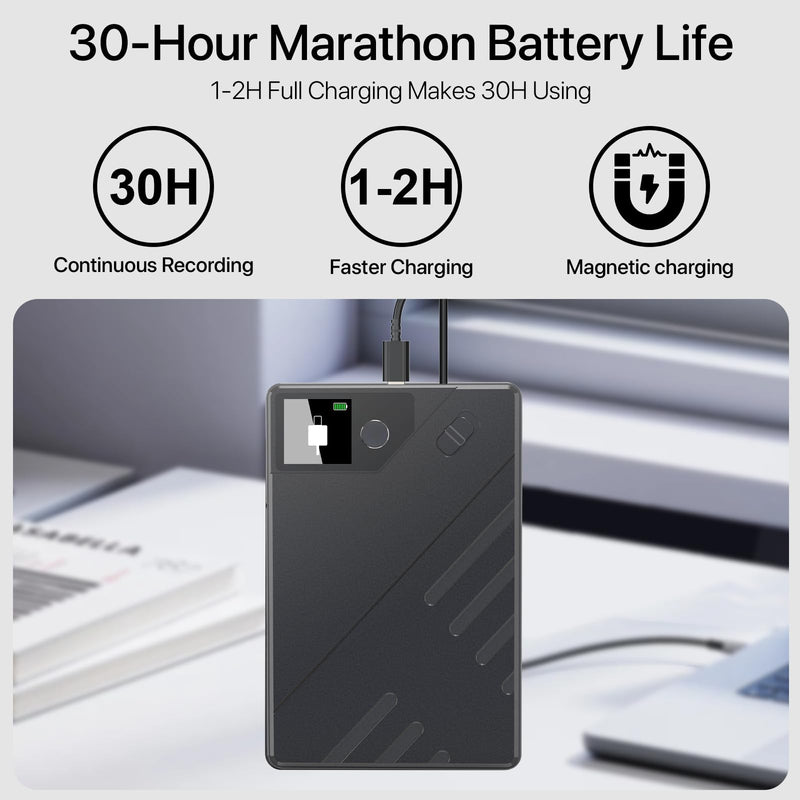 Ai Voice Recorder, Note Voice to Text Recorder W/Magnetic Case, App Control, Transcribe & Summarize with by Chatgpt, Support 112 Languages, 64GB Memory, Audio Recorder for Lectures, Meetings, Calls black