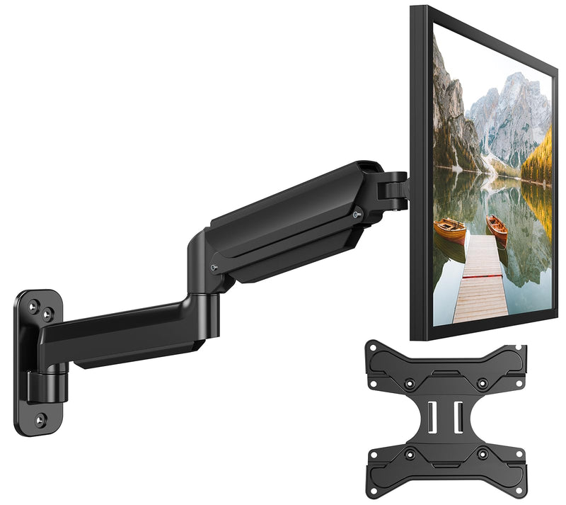 HUANUO Computer Monitor Wall Mount for 22"-35" Screens, Gaming Wall Mount Monitor Arm Holds up to 26.4lbs, Vesa Mount with Tilt, Swivel, Rotation, Supports 75x75mm, 100x100mm, 200x200mm, Black