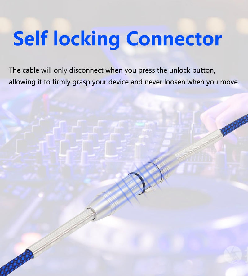 [AUSTRALIA] - LANMINGLEL Short 3 Pin Metal Spring Microphone Cable XLR Male to Female Heavy Duty Balanced Nylon Braided Cord Compatible Speakers, Microphones(0.3M) 0.3M 