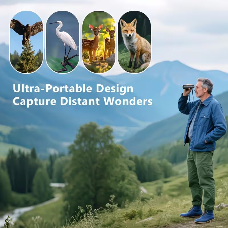 1set 10X25 High-Definition Long-Distance Monocular Telescope, 10X Easy to Store with Storage Case and Lanyard, for Hiking, Camping, Outdoor Adventures, Black