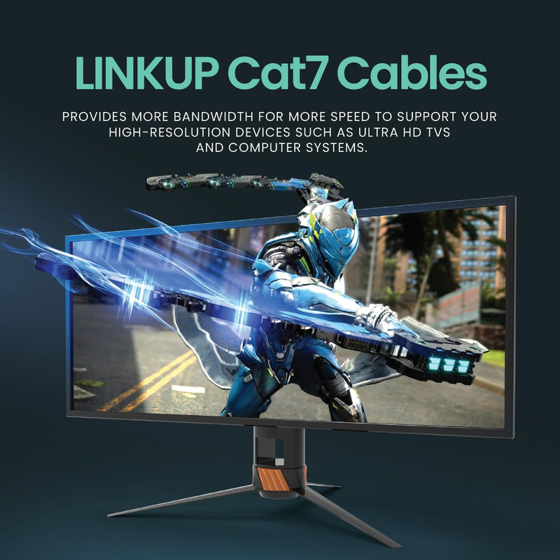 LINKUP Cat7 Ethernet Cable | S/FTP 30AWG | 2 Ft, 12-Pack, Black | 10G double-shielded RJ45, for network, LAN, router, switch, gaming, high-speed internet 2 FT (30AWG) - 12 Pack 30AWG Black Cord