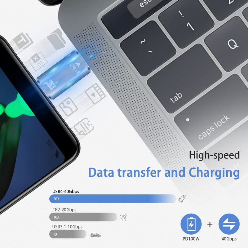 Duttek USB C Male to Male Adapter, 40Gpbs Type C Male to Type C Male Full Featured Adapter, Support Data Synchronization and Charging, for with Thunderbolt 3/4, USB3.1, USB2.0. Silver