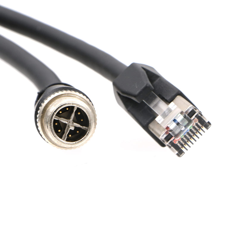 M12-RJ45-XCode-Ethernet-Shielded-Industrial-Waterproof-Cable for Cognex Industrial Camera M12 8Pin X-Code Male to RJ45 Cat6a Flexible 9.8Ft|3M 3M