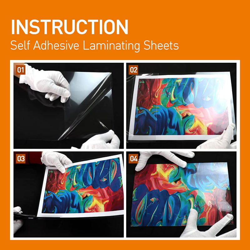 [VIOLETTO] 20 Sheets - Self Adhesive Laminating Sheets for Ultimate Protection. No Machines Needed, 4 Mil Thickness, 8.5 x 11 Inches. Effortless, Durable & Perfect for Documents & Photos.