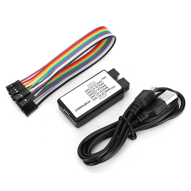 USB Logic Analyzer Kit Mini Digital Pocket Size 8 Channel Input Memory 24 MHz for a Variety of Decoding Functions