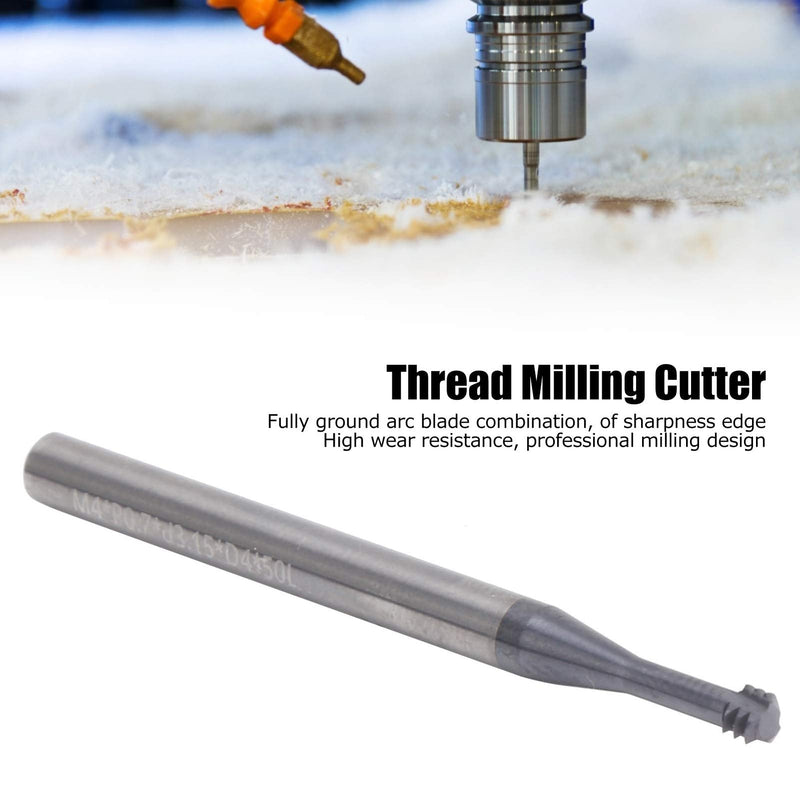 Cutting Cutter, 3-Tooth Metric 60° Tungsten Steel Thread Cutter, M4 x 0.7 x D4 x 50, Can Be Used for Aluminium, Copper, Stainless Steel, Alloy Steel