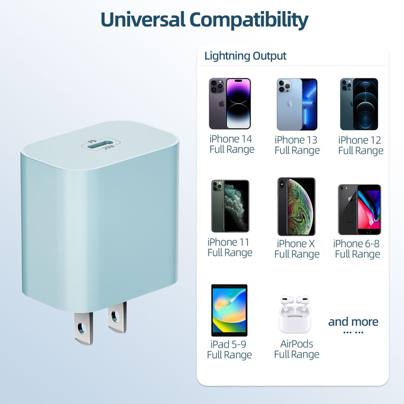 iPhone Charger 20W PD USB C Adapter and 6 FT USB C to Lightning Cable iPhone Fast Charger Compatible with iPhone 14 13 12 11 X 8 7 More
