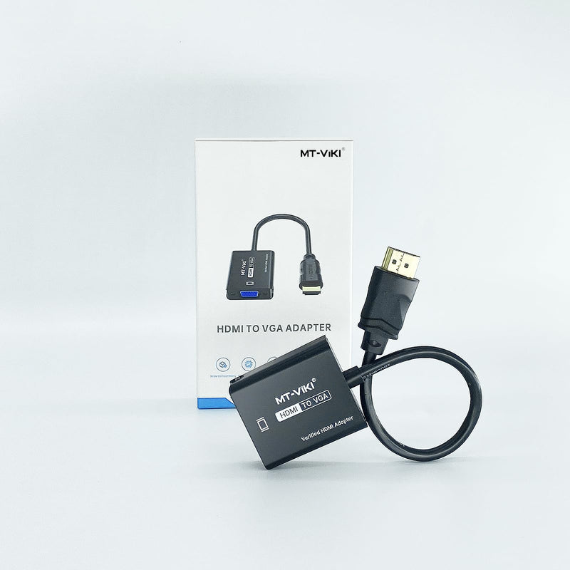 MT-VIKI HDMI to VGA Adapter, Gold-Plated HDMI Converter Male to Female, Compatible for Computer, Desktop, Laptop, Monitor, Projector, HDTV, Chromebook, Raspberry Pi, Roku, Xbox (1 Pack) 1 Pack