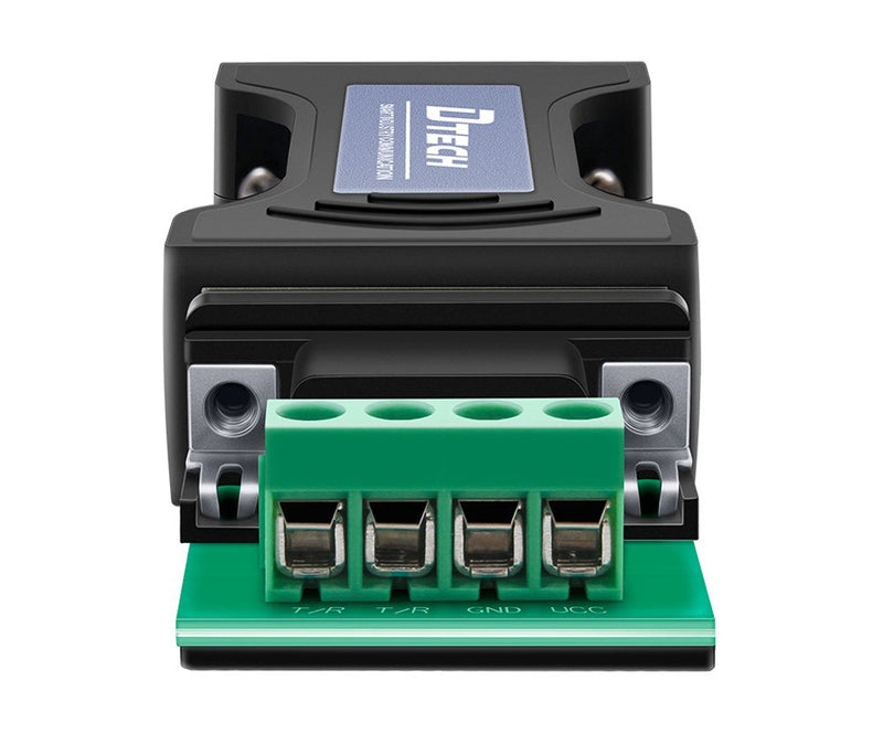 DTECH RS232 to RS485 Serial Converter Adapter with 4 Position Terminal Block for Industrial Long Haul Communication Data Supports 600W Anti-Surge