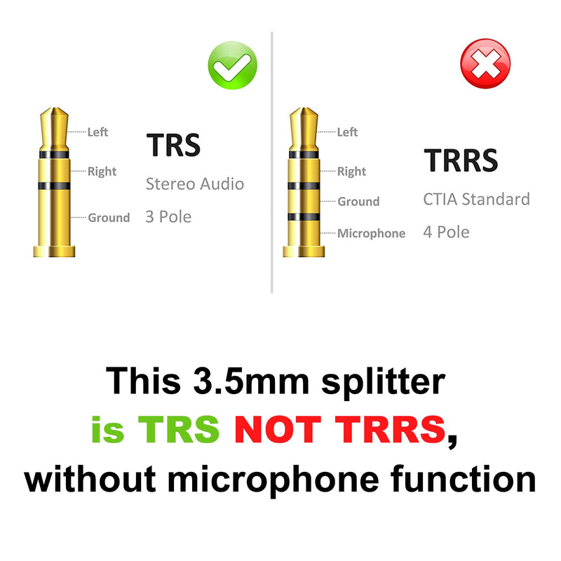 VCE 2-Pack 3.5mm Headphone Y Splitter, Gold Plated 3.5mm 1/8 inch Male to Dual Female Stereo Jack Adapter Converter