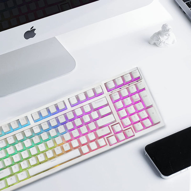 XVX Pudding Keycaps - PBT Keycaps, 141 Key+24 Keys Set Custom Keycap, OEM Profile, Universal Compatiability for 100%, 75%, 65%, 60% Keyboard (White) White